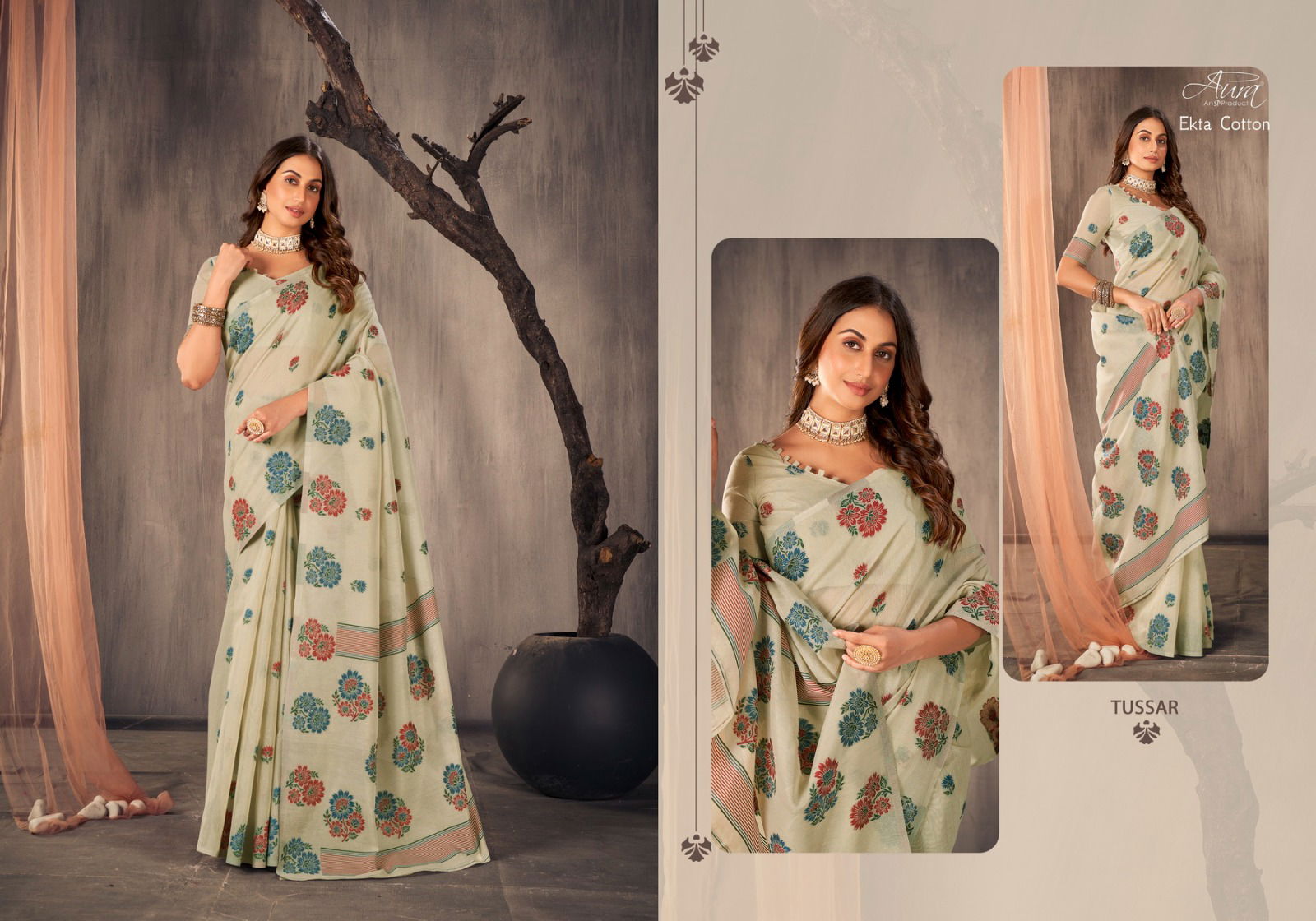 Ekta By Aura Soft Cotton Designer Saree Catalog